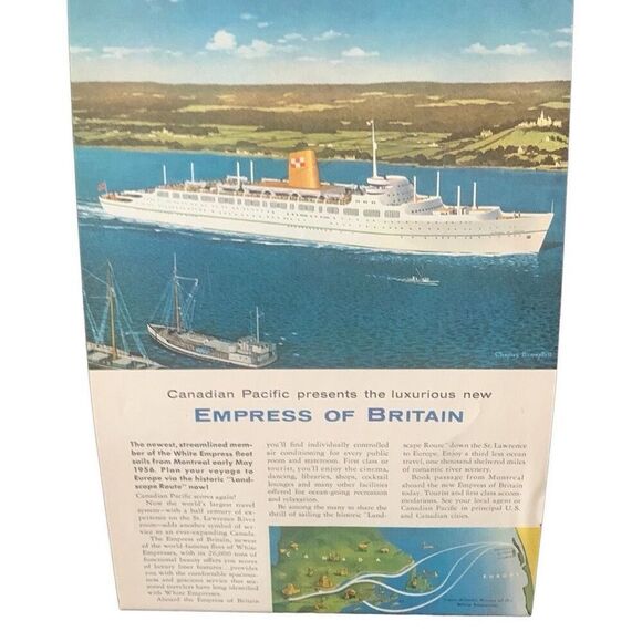 Vintage 1955 Canadian Pacific Empress of Britain Ad Advertisement - Picture 1 of 4